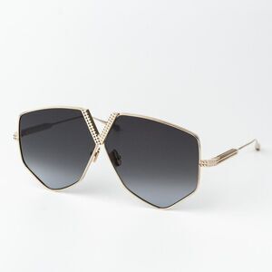 Valentino Men Sunglasses Titanium Gold Grey Oversized Aviator V - HEXAGON